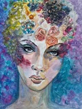 "Morning Pearl" – Original Acrylic Portrait, 9x12 inches